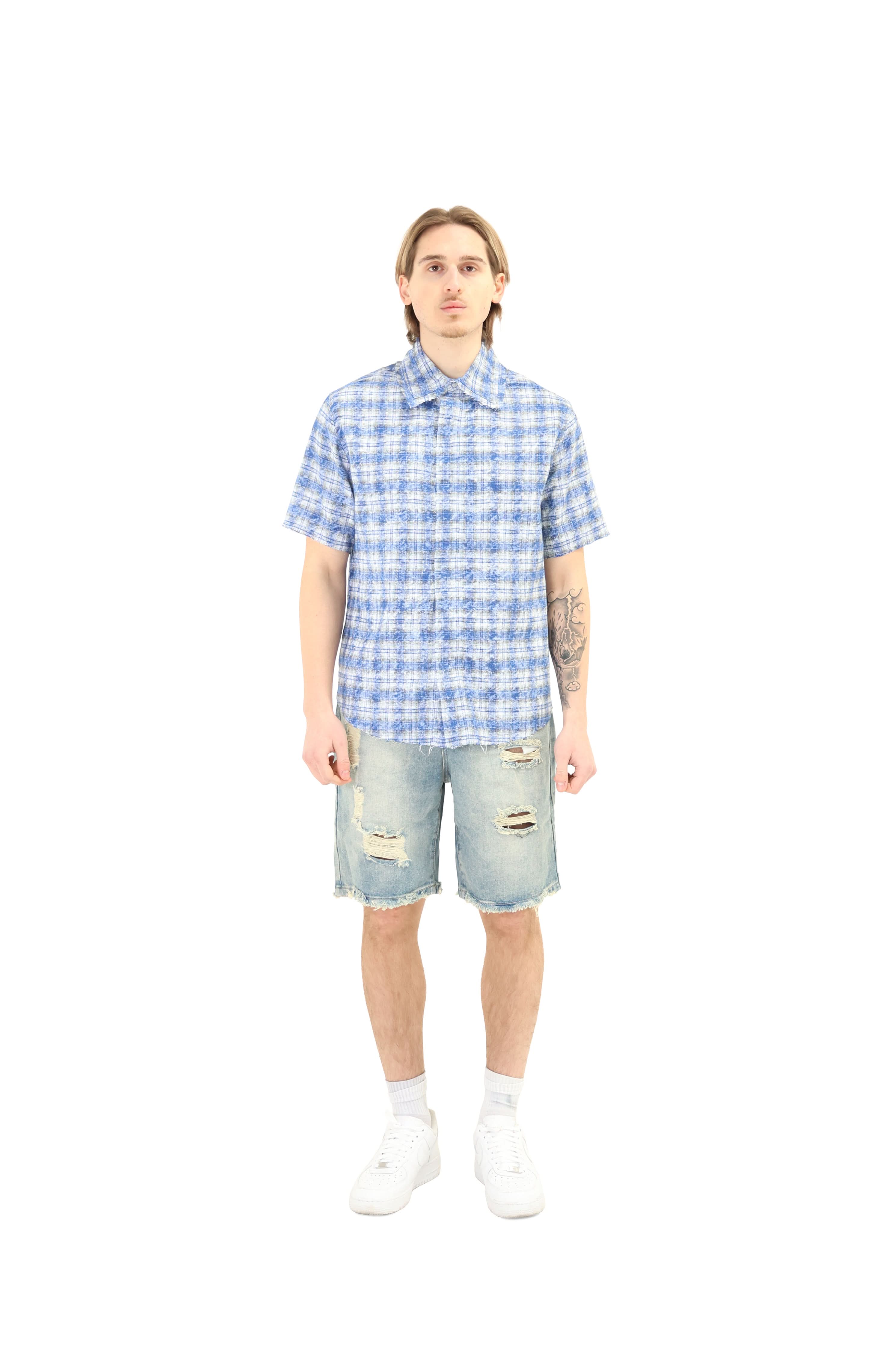 Short Sleeve Cropped Fit Checkered Shirt - Image 2