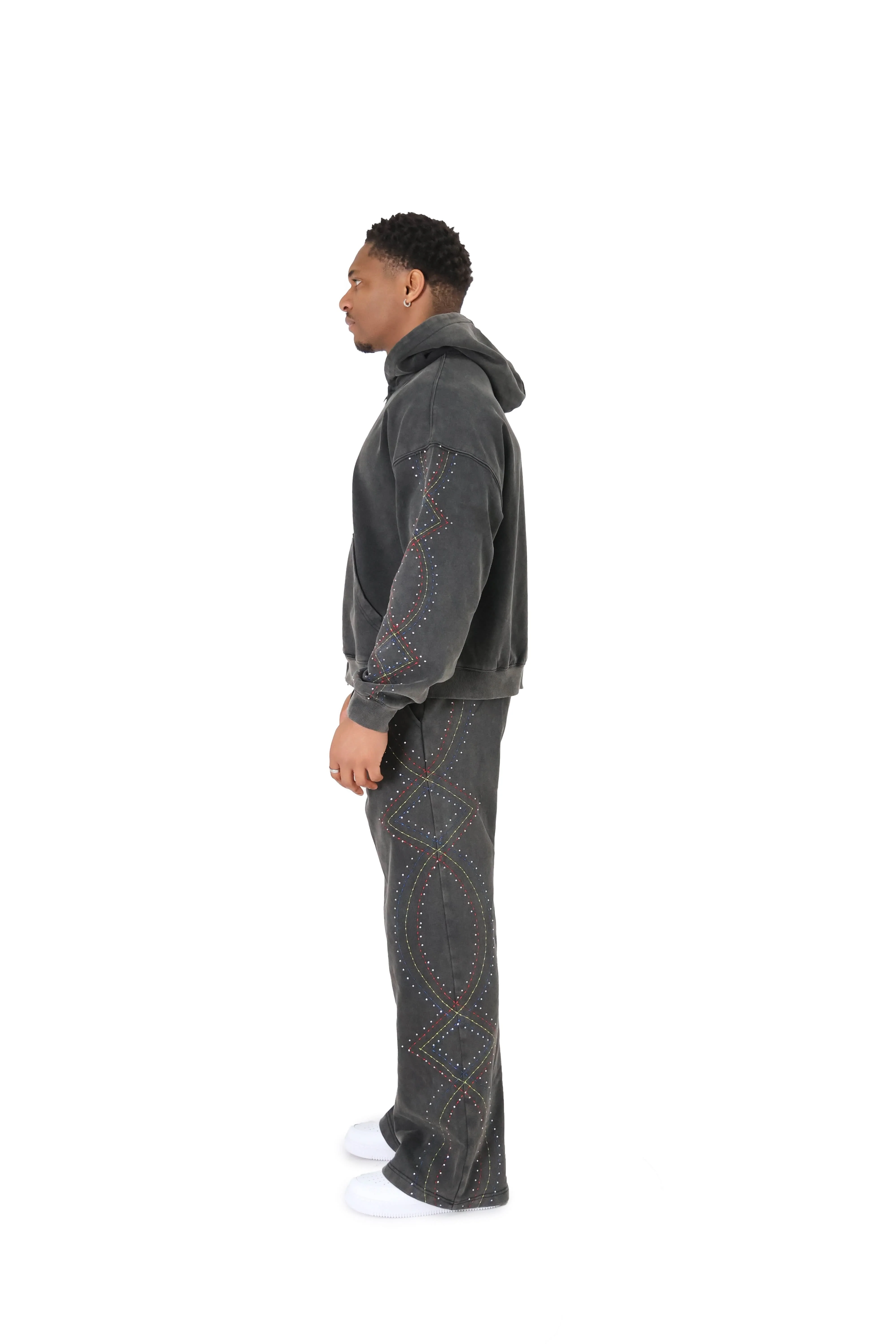 Stonewash Oversized Cropped Rhinestone Hoodies - Image 4